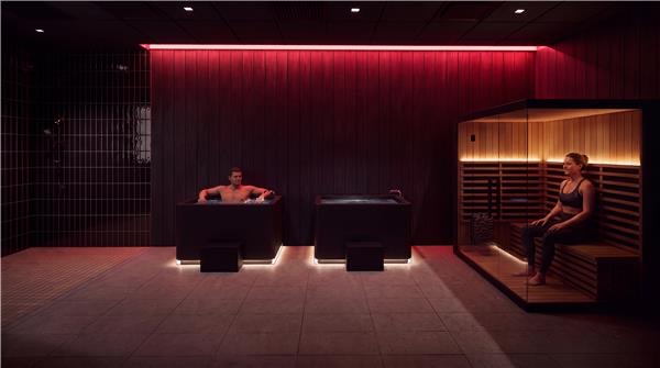 Rendering of the new recovery room with two cold plunges and a five-person sauna